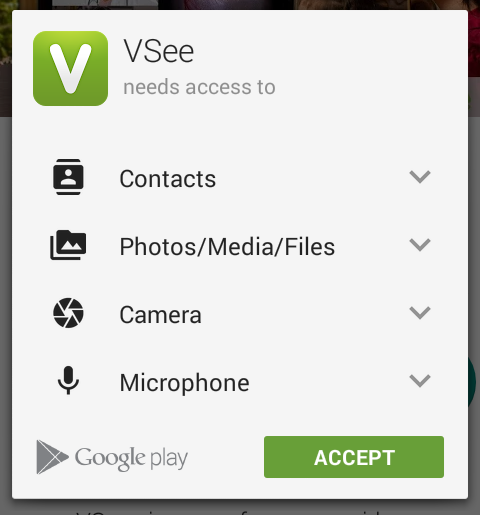VSee's app access request