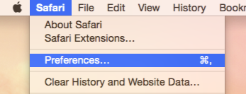 Safari's Preferences menu