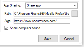 Cart configuration options: App Sharing with Firefox example