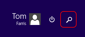 Search icon in upper right hand corner of the Windows 8 menu