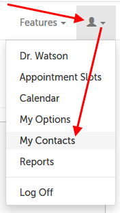 My Contacts is fourth in the drop-down menu