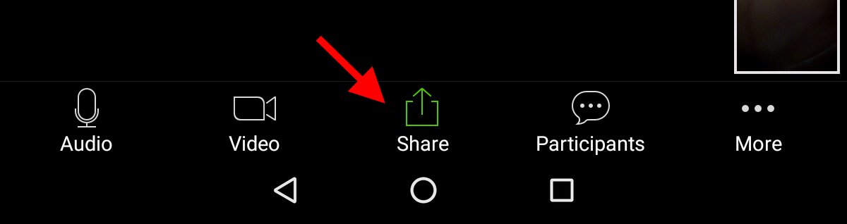 Share button on Android tablet