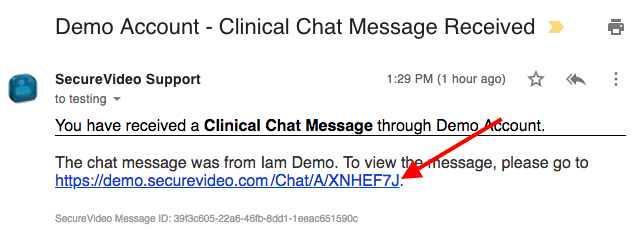 Email invite to chat session